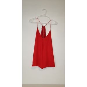 Red open back tank top